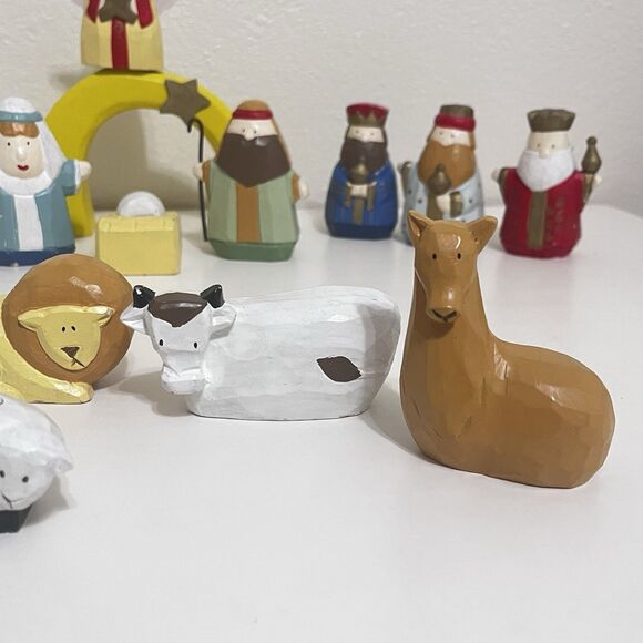 Vintage Midwest of Cannon Falls Wooden Christmas Nativity 16 Piece Set SCF - Picture 9 of 16